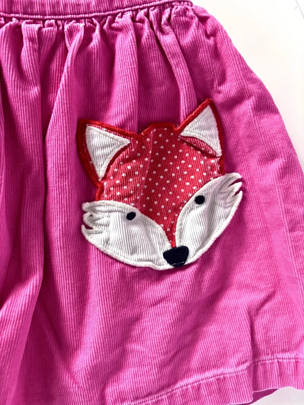 Mini Boden Girls Skirt 🦊 Medium Pink Corduroy Fox Pockets Size 4–5Y Like New
